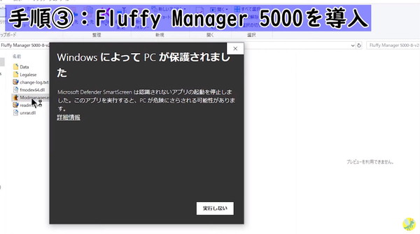 Fluffy Manager 5000初回起動時